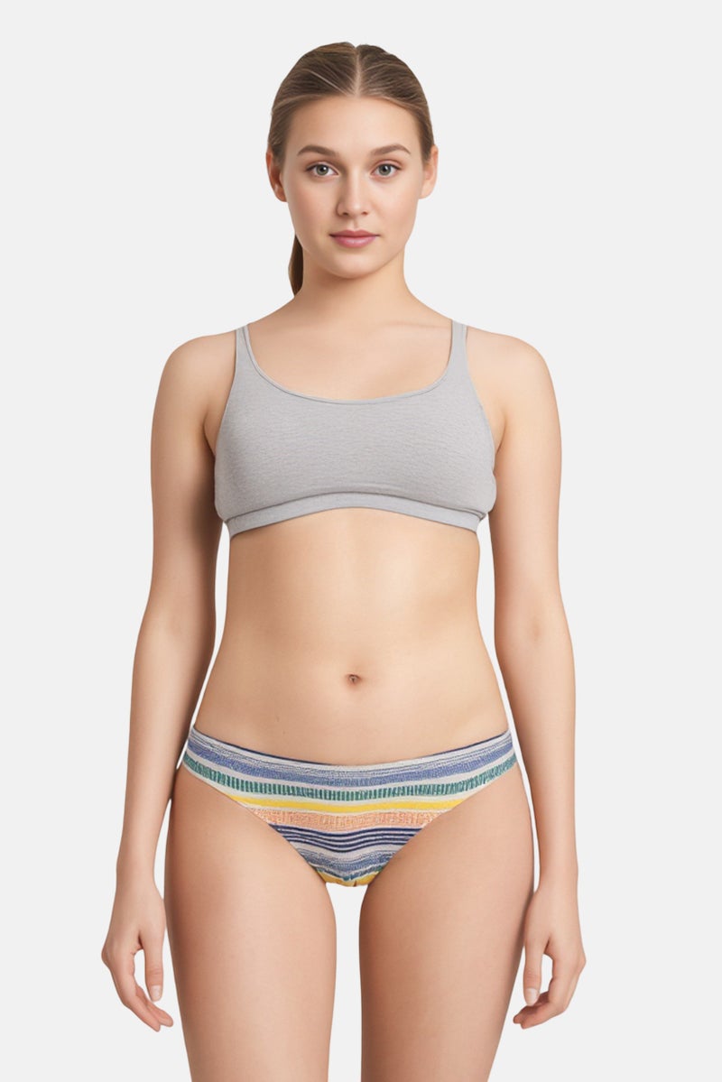 oysho Women Textured Pull On Bikini Bottom, Multicolor - Image 1